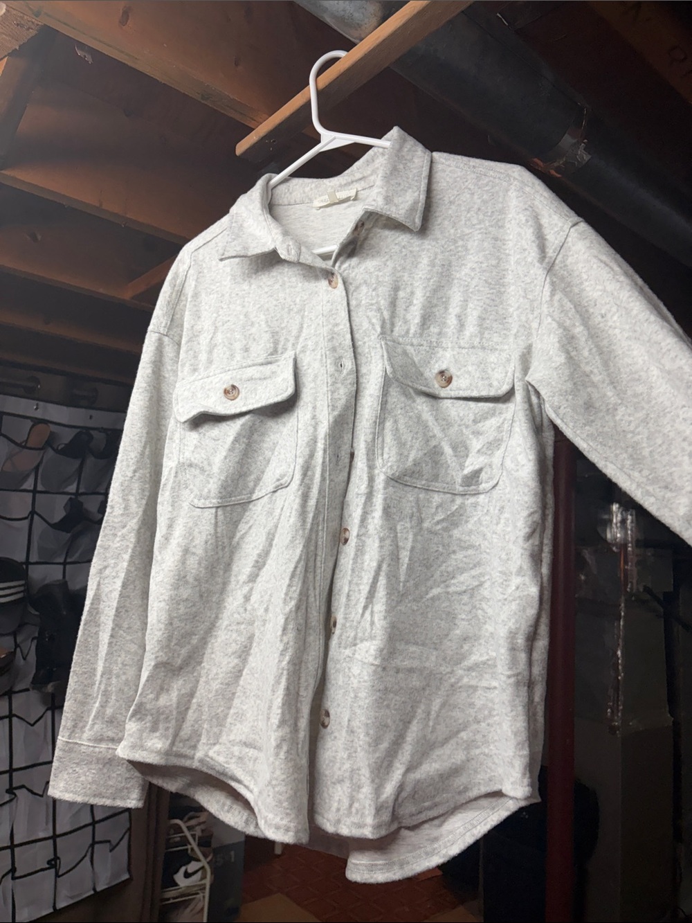 Ultra Flirt Light Gray Button-Up Shacket